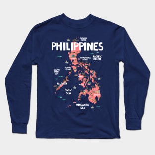 Philippines Illustrated Map Long Sleeve T-Shirt